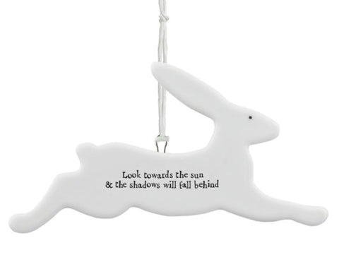 East of India Porcelain Bunny Hanging Decoration - Look Towards the Sun