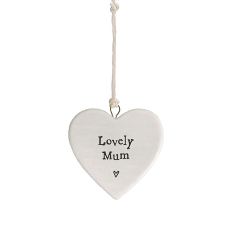 East of India Medium Porcelain Heart- 'Lovely Mum'