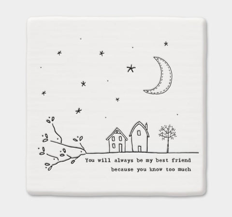 East of India Ceramic Twig Coaster 'You will always be my best friend'