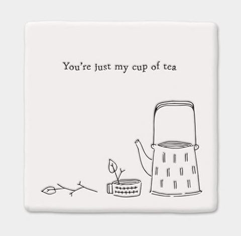 East of India Ceramic Twig Coaster 'You're just my cup of tea'