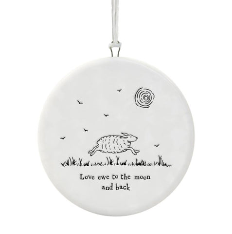 East of India Sheep Hanging Decoration - 'Love you to the moon...'