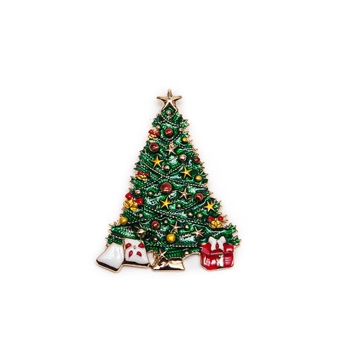 Sparkly Festive Christmas Tree Brooch with Magnetic Fastening