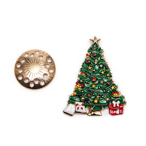 Sparkly Festive Christmas Tree Brooch with Magnetic Fastening