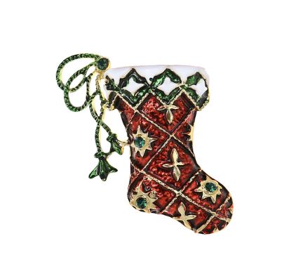 Sparkling Stocking Brooch