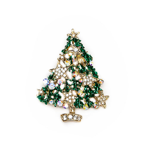 Sparkling Christmas Tree Brooch