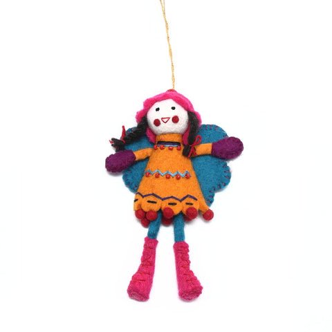 Gringo Orange Felt Fairy with Pink Boots