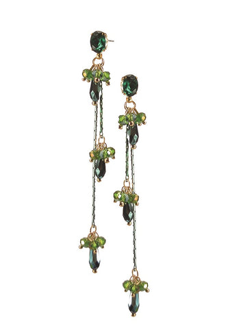 Hot Tomato Vintage Style Layered Drop Earrings - Emerald