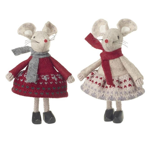 Heaven Sends Mice In Cream And Red Knitted Dresses