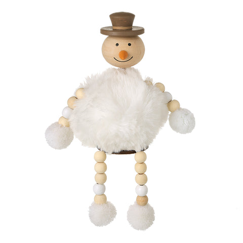 Heaven Sends Pom Pom Body Snowman with Beaded Arms and Legs