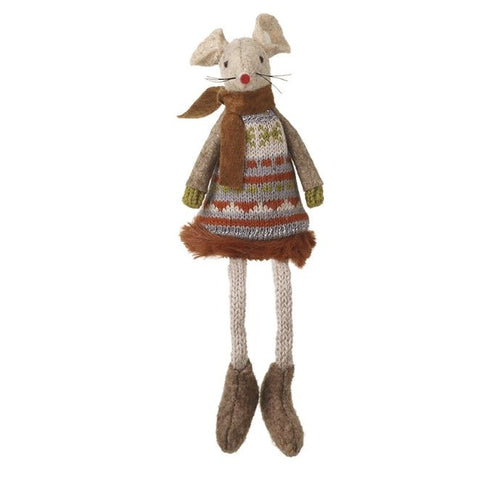 Heaven Sends Taupe Sitting Girl Mouse With Scarf Decor
