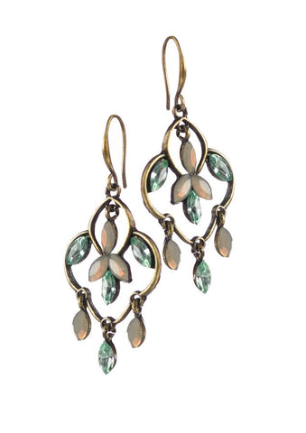 Hot Tomato Ode to Art Nouveau Earrings in Old Gold and Ash Green