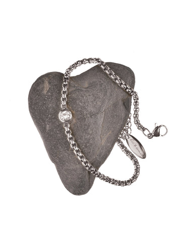 Hot Tomato Box Chain with Solitaire Crystal Bracelet