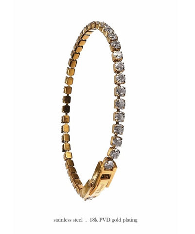Hot Tomato 'Timeless Tennis Style' Bracelet, 18k Gold Plated with Clear Crystals