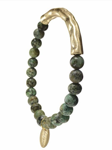 Hot Tomato Stone Beads with Bar in Gold and Turquoise