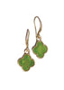 Hot Tomato  Byzantine Cross Drop Earrings in Worn Gold/Moss Green