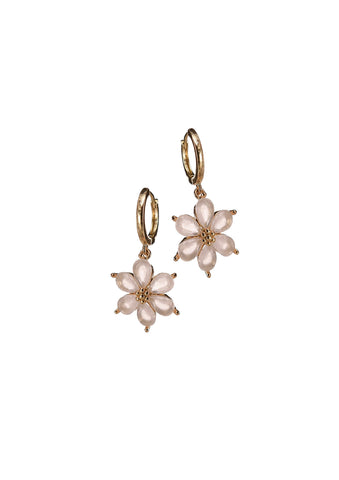 Hot Tomato Clematis Drop Peach with Mini Hoop Earrings