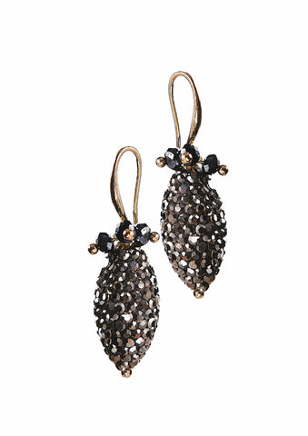 Hot Tomato Crystal Cluster Elipse Earrings