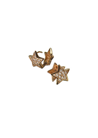 Hot Tomato Crystal Star Clip Stud Earrings