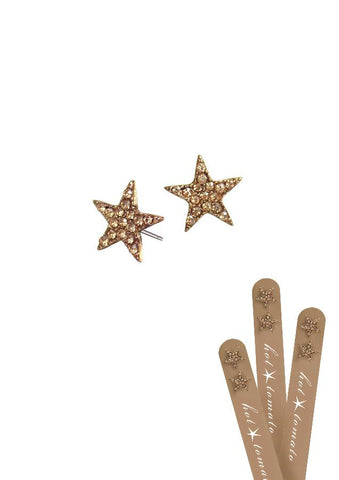 Hot Tomato Crystal Star Stud Earrings