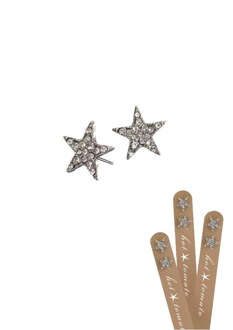 Hot Tomato Crystal Star Stud Earrings in Silver or Gold Finish