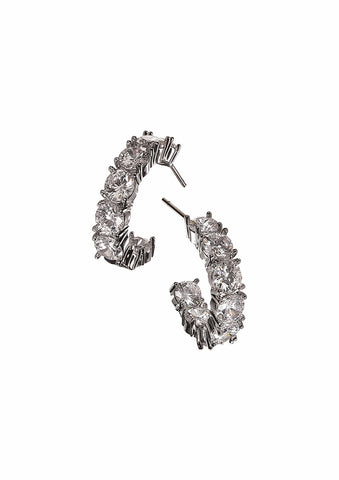 Hot Tomato Demi Hoop Earrings  with CZ Crystals