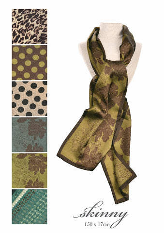 Hot Tomato Double Sided Skinny Botanical Scarf CH019