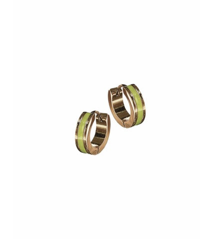 Hot Tomato Mini Stripe Hoop Earrings in 18k Gold Plated Stainless Steel
