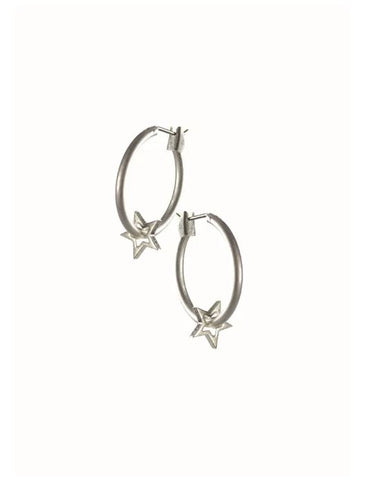 Hot Tomato Orbit of a Star Hoops in Worn Silver