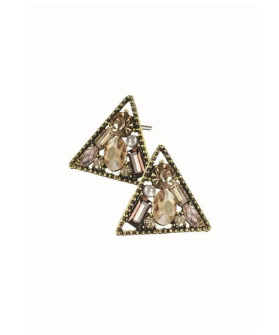 Hot Tomato Triangle Crystal Encrusted Stud Earrings