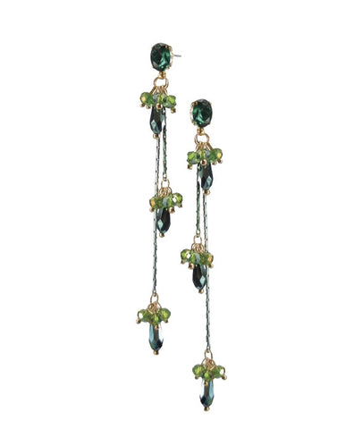 Hot Tomato Vintage Style Layered Drop Earrings in Emerald Green