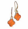 Hot Tomato  Byzantine Cross Drop Earrings Worn Gold and Mango