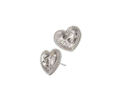 Hot Tomato Textured Heart Stud Earrings