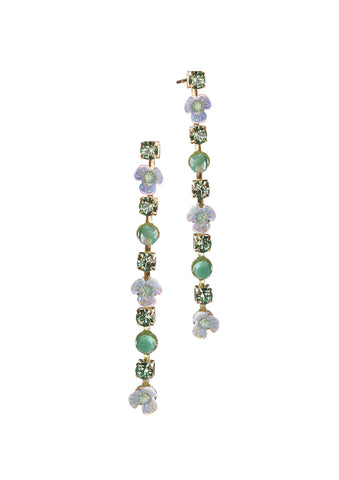 Hot Tomato Flower Chain Earrings - Cambridge Blue / Airforce Opal