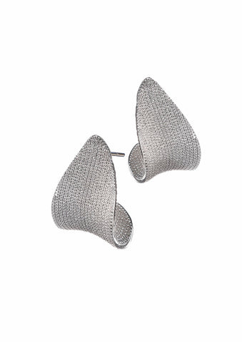 Hot Tomato Folded Elipse Stud Earrings