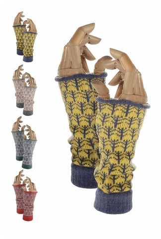 Hot Tomato Tree Wristies Wrist Warmers -  Blue/Mustard