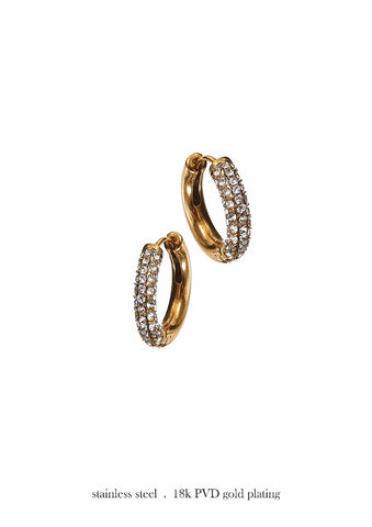 Hot Tomato Half Crystal Set Hoop Earrings
