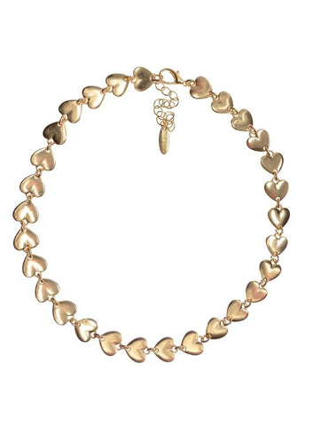 Hot Tomato Heart to Heart Chain in Worn Gold