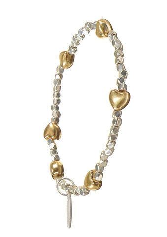 Hot Tomato Hearts Captured Worn Silver and Gold Bracelet