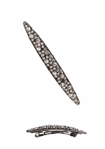 Hot Tomato Long Boat Barrette Classic Hair Clips in Gun Metal Finish