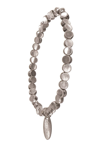 Hot Tomato Many Moons Bracelet with Worn Silver Beads