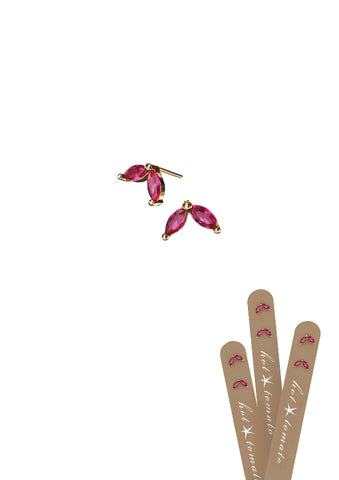 Hot Tomato Petal Duet Studs - Fuchsia Crystal / Gold