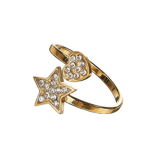 Hot Tomato Astral and Heart Crystal Wrap Adjustable Ring 18k Gold Plated