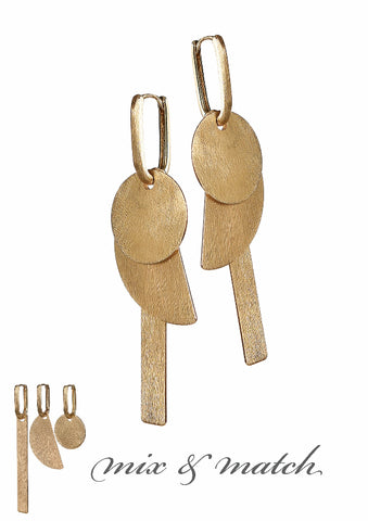 Hot Tomato 'Geo Gallery Shape Shifter' Earrings in Brushed Gold