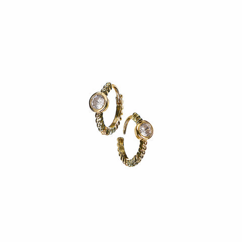 Hot Tomato Solitaire Crystal Micro Hoop Earrings