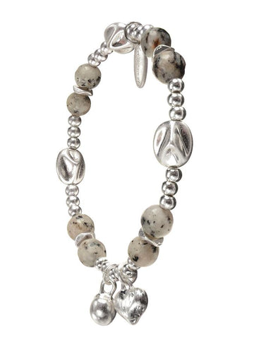 Hot Tomato Stone & Charm Collective in Worn Silver and Black and White Jasper