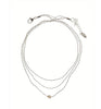 ?Hot Tomato Triple Layer Chain with Natural Pearl Caught Necklace in Silver Shimmer