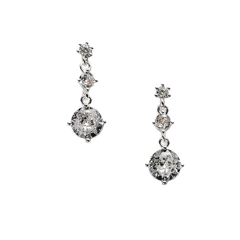 Hot Tomato Vintage Style Crystal Trilogy Drop Earrings Silver