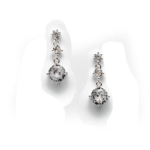 Hot Tomato Vintage Style Crystal Trilogy Drop Earrings Silver and Clear