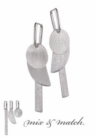 Hot Tomato 'Geo Gallery Shape Shifter' Earrings Brushed Silver
