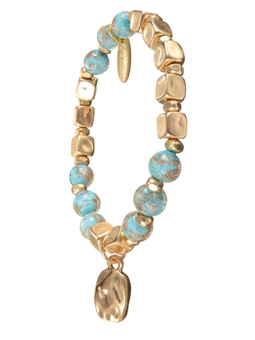 Hot Tomato Copper Shimmer with Bead Drop Bracelet